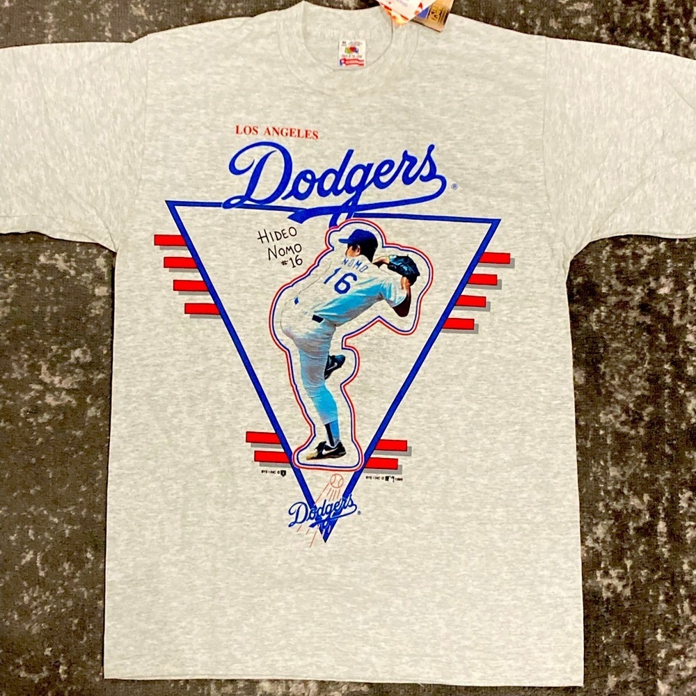 Vintage LA Dodgers Hideo Nomo white oatmeal Shirt NOS